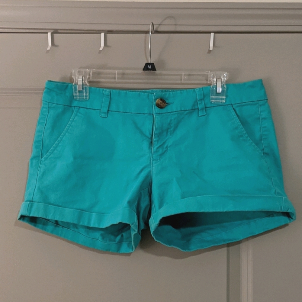 Turquoise blue American Eagle midi length shorts